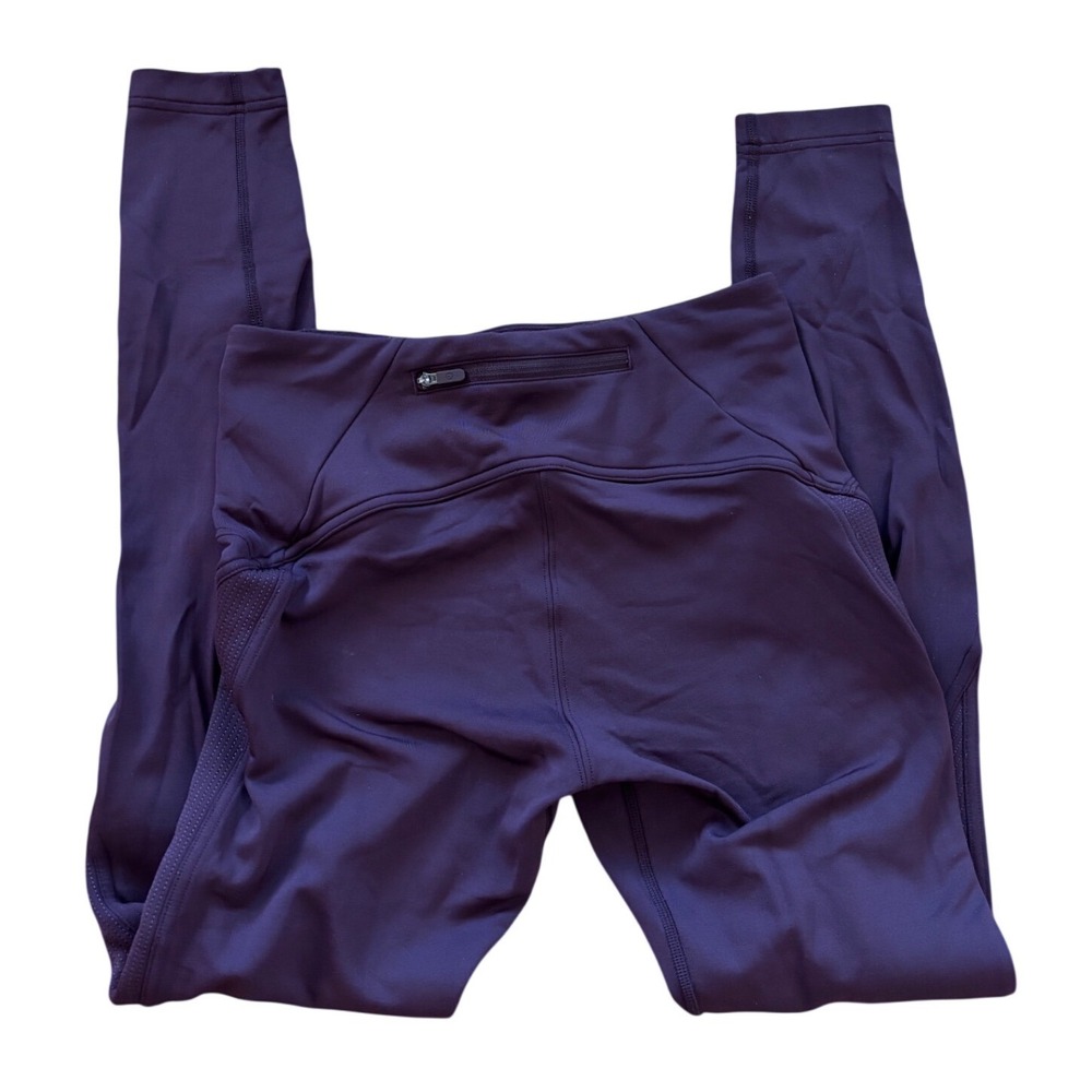 Lululemon Purple Fleece Lined Running Leggings Size 6 High Rise Zipper Pocket